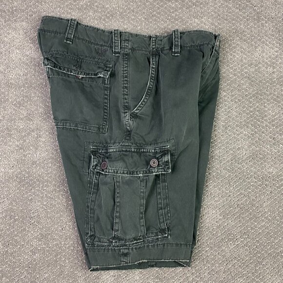 Vtg American Eagle Classic Length Cargo Shorts Mens 38 Black Gray Heavyweight - Picture 5 of 13